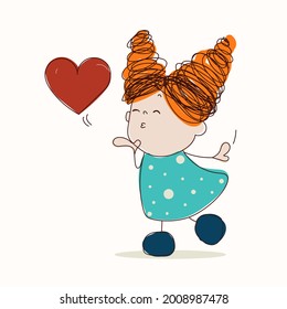 
little girl blows a kiss