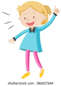 Little girl in blue shirt illustration