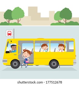 Little girl board school bus