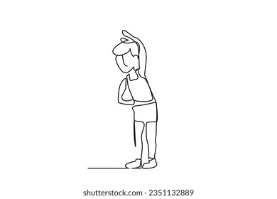 little girl boy doing sports yawning healthy lifestyle line art