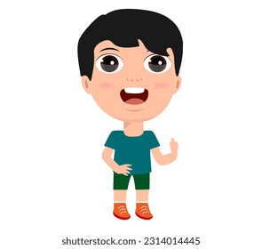 little girl boy show ok okey liking accept agreement rejoicing with thumb up primary school kindergarten education concept