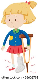 Little Girl With Broken Leg Illustration