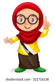 Little girl from Brunei pointing finger illustration