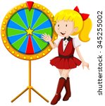 Little girl by the lucky wheel illustration