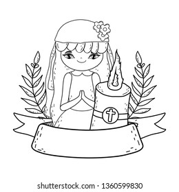 little girl with candle in first communion celebration