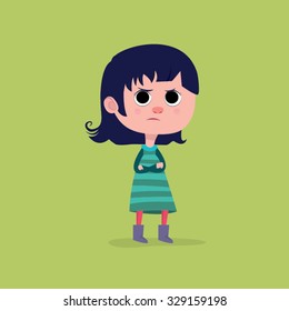 Little girl cartoon angry