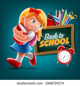 little girl cartoon for back to school