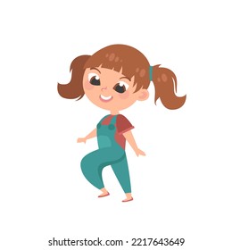 Little girl cartoon character standing on white background