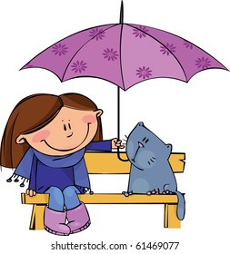 Little girl with cat