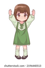 Little Girl Celebrating Anime Style Character