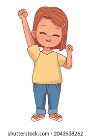 little girl celebrating comic character