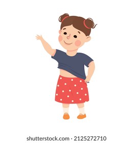 Little Girl Changing Her Clothes Putting on Sweatshirt Vector Illustration