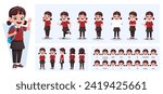 Little Girl Character Constructor with Gestures, Actions and Emotions. Child Side, Front, Rear View, Movable Body Parts for Animation and Lip-Sync Vector Illustration