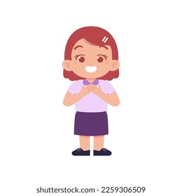 Little girl character. Elementary School Kids Wearing Uniform Illustration