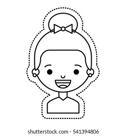 little girl character icon vector illustration design