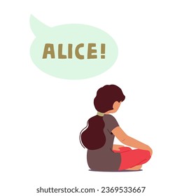 Little Girl Character with Lack Of Response To Her Name, Symptom Of Autism, A Developmental Disorder Characterized By Social And Communication Challenges. Cartoon People Vector Illustration