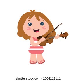 Little girl character playing activity vector template design illustration