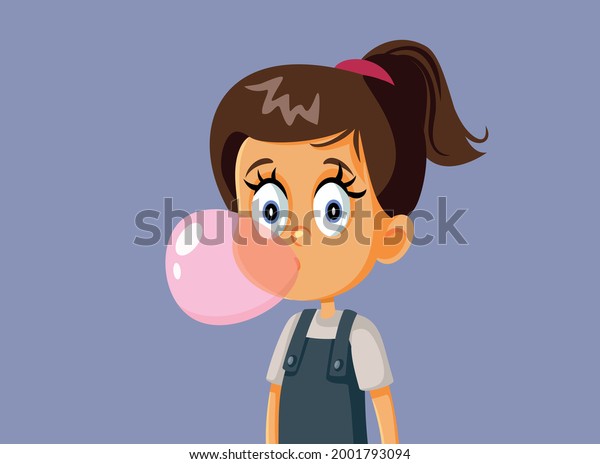 Little Girl Chewing Bubble Gum Vector Stock Vector (Royalty Free ...