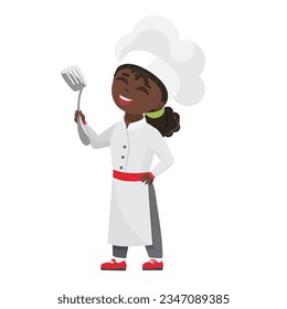 Little girl chief cook. Future dream job for children, kids occupation vector cartoon illustration