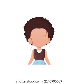 The little girl child is depicted waist deep. Isolated on white background. Vector illustration.