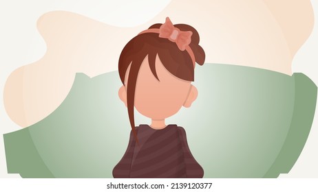 Little girl child in flat style. Poster with a teenage girl. Vector illustration.