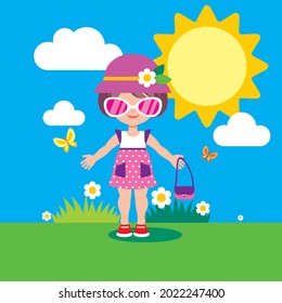 A little girl. Children's illustration.