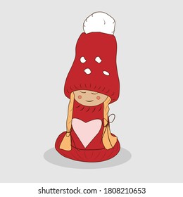 Little girl in christmas cap