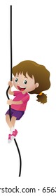 Little girl climbing rope illustration