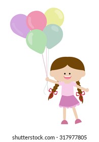 little girl with colorful ballons