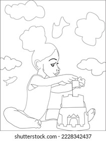 little girl coloring page for kids and adults