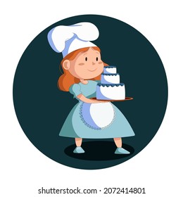 little girl cook cooked delicious cake