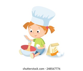 little girl cooking
