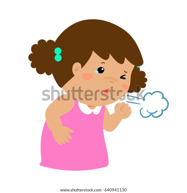 Little Girl Coughing Vector Cartoon Illustration Stock Vector (Royalty ...