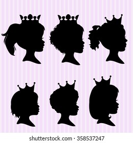 Little girl with a crown silhouettes