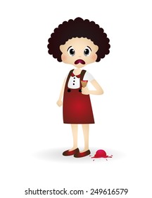 little girl crying because his ice cream fell