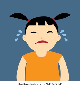 Little girl crying-vector