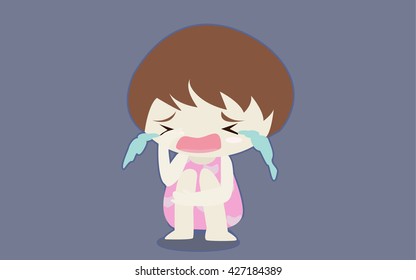 little girl crying,vector design