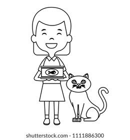 little girl with cute cat