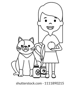 little girl with cute cat
