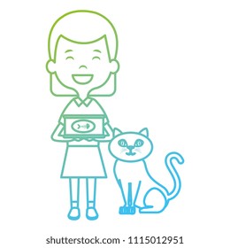 little girl with cute cat