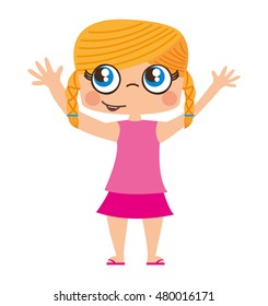 little girl cute character vector illustration design