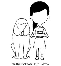 little girl with cute dog