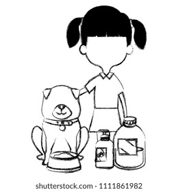 little girl with cute dog