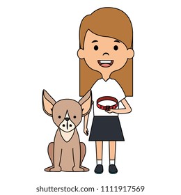 little girl with cute dog