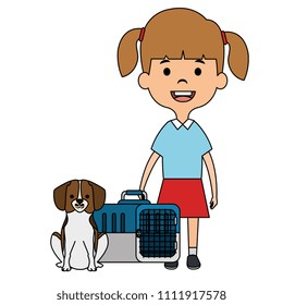 little girl with cute dog
