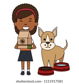 little girl with cute dog
