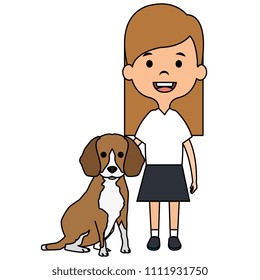 little girl with cute dog