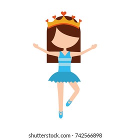 the little girl danced ballet with tutu dress and crown