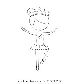 the little girl danced ballet with tutu dress and crown