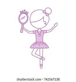 little girl dancer ballet holding crown mirror